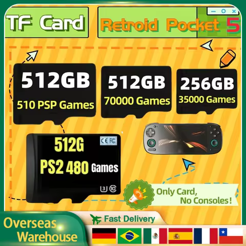 Retroid Pocket 5 Memory Card TF Card For Rp5 Popular Classic Retro Game PS2 PSP 3DS 512G Card Androi