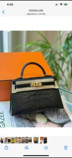 Hermes Mini Kelly 2 Matt croc霧面鱷 黑金