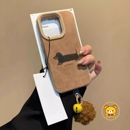Cute Dachshund Suede Phone Case For Realme 14 14X C75 C75X C73 C71 GT8 GT7 GT7T V70 V60 Pro Neo7 7X 