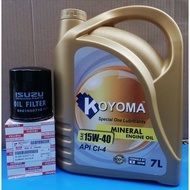 ISUZU D-MAX RT50 OIL FILTER 8-98165071 + KOYOMA 15W40 CI-4 7 LITER ENGINE OIL DMAX