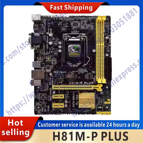 Used LGA 1150 motherboard H81M-P PLUS desktop Intel H81 Core i7/i5/i3 DDR3 USB 3.0 USB 2.0 PCI-E Mic