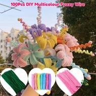 100PCS 6mm Craft Flower Chenille Stem Colorful Fuzzy Wire Set Colorful Dense Fuzzy Wire Pipe Cleaner