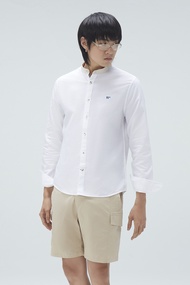 ESP เสื้อเชิ้ตแขนยาวคอจีน ผู้ชาย สีขาว | Contrast Stand Collar Shirt | 03813