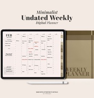 Undated Weekly Digital Planner, Goodnotes ipad Planner, Daily hourly Minimalist