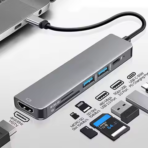 6 Ports USB C Hub to 4K HDMI-Compatible SD TF Card Reader USB 3.0 2.0 HUB Type C Charging Docking fo