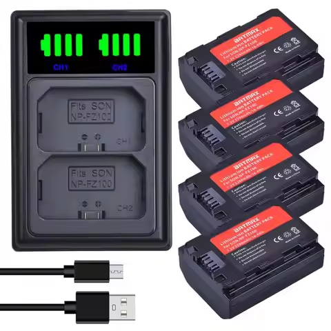 Batmax 2280mAh NP-FZ100 Battery+LED Dual Charger with Type C Port for Sony Alpha 9 A9R 9S A9S a7 iii