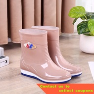 Short Tube Kitchen Anti-Slip Rubber Boots Rain Shoes Rain Boots Rubber Shoes Shoe Cover Waterproof Shoes Female Adult Fa
