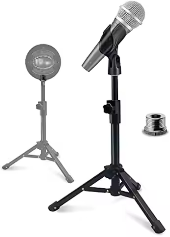 Mic Stand Desk Portable Adjustable Mic Tripod Tabletop Microphone Stand with Mic Clip Holder for Shu