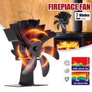 Standing 7-Blade Furnace Fan Thermal Fireplace Fan No Electricity, Wireless Low-Noise Wood Burner Al