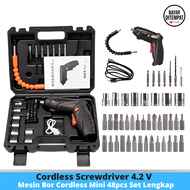 Cordless Screwdriver 4.2 V / Mesin Bor Cordless Mini 48pcs Set - mesin bor listrik - mesin bor listrik 1 set lengkap - bor baterai cas komplit - bor listrik 1 set lengkap - bor listrik 1 set lengkap serbaguna