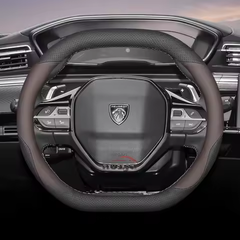 35cm 38cm Leather Car Steering Wheel Cover for Peugeot 5008 408 308 Rifter e-Expert Expert e-Travell