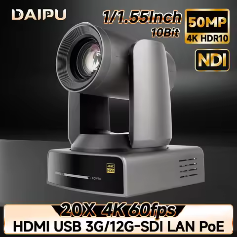 DAIPU NDI PTZ Camera 4KP60 20X Optical HDMI USB SDI LAN POE AI Tracking for Church Live Streaming Co