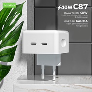 SMART CHARGER ADAPTOR MAIMI C87-40W-DUAL Output Type C FAST CHARGING-WHITE-ABS+PC ORIGINAL - Travel 