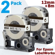 2 ชิ้น 12 มิลลิเมตรสีดำบนสีขาวสำหรับ Epson LC-4WBN LC4WBN สำหรับ KingJim SS12KW ตลับเทปพิมพ์สำหรับเค