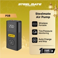 Steelmate Wireless Portable Mini Tire Inflator/Air Pump PO8 | 4 in 1 LED Display Powerbank Car Motor