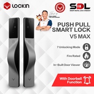 LOCKIN V5 Max Push Pull Smart Lock | Palm Vein Recognition | Built-in Door Viewer | Doorbell | 2 Yea