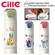 Cille 500ml Cute Travel Style 316SS Stainless Steel Vacuum Flask Thermos Water Bottle
