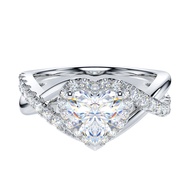 THELANDA Genuine Moissanite or Simulated 1CT Heart Shape Diamond Sterling Silver Crossover Infinity 