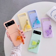 9199韓風純色熊熊吊飾三星SAMSUNG Galaxy Z Flip3 電話手機殼