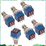 6PCS Guitar Effect Pedal Switch 3PDT Foot Switch PCB Button On-on Latching 9 Pins True Bypass Blue