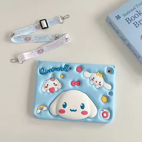 3D Cartoon Cinnamoroll Holder Tablet Case For Samsung Galaxy Tab S6 A7 Lite S9 FE A8 A9 A11 Plus 8.7