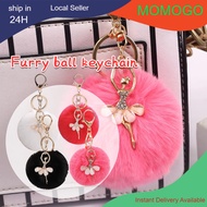8CM fluffy ball keychain Cute Rhinestone ball keychain Car keychain fake Fur Key Chain Women Rabbit 