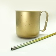 【日本製 Horie】鈦愛地球-純鈦馬克杯-黃金星+純鈦吸管-禾穗黃