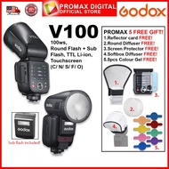 Godox V100 TTL Li-ion Round Head Camera Flash 100ws Sub Flash V100C V100S V100N V100F V100P V100O