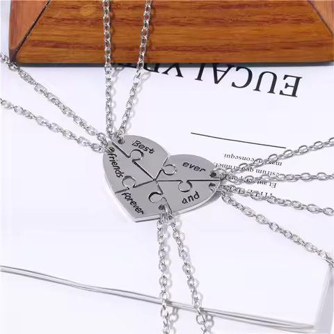 5Pcs Best Friend Forever and Ever Pendant Fashion Zinc Alloy Metal BFF Necklace Friendship Charm Cha