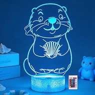 Ammonite Sea Otter Lamp for Kids, 3D Sea Otter Night Light Toy,16 Colors with Remote Control Kids Ro