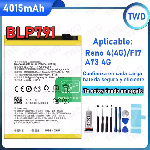 BLP791 Large capacity Battery For OPPO Reno 4 4G/F17/A73 4G Batteries New High Quanlity+Free Tools 8