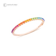 Maison de Jewels - Rainbow MDJ Classic Pave Bangle กำไลเงิน โรสโกลด์ พลอยสีรุ้ง