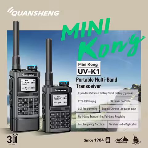 Quansheng UV-K1 5W Dual Band UHF VHF 2MB Flash Mini Walkie Talkie Two Way Radio AM FM NOAA USB-C Ham