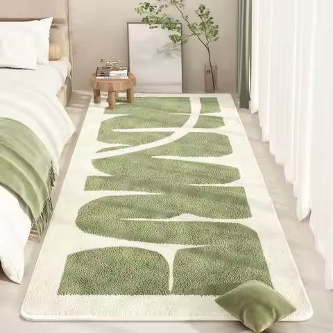 VIKAMA Fresh Green Plush Carpet Bedroom Bed Soft Skin Carpet Bay Window Long Strip Carpet Living Roo