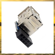 C4(HARB) 9-Pin Motherboard To Dual USB 2.0 Connector Black Motherboard To 2 Ports USB 2.0 a Female I