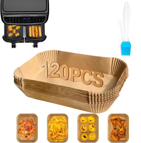 Disposable Rectangular Air Fryer Liner for Ninja Foodi Dual 2 Bacs,COSORI 8.5L/10L,Cecotec 9L/10L,Te