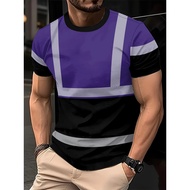 Men's 3D short sleeved T-shirt, casual round neck fitness running sweatshirt, breathable workwear 8X