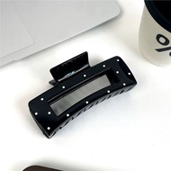 D44- Black square polka dot hair clip