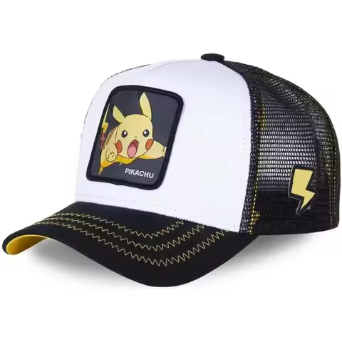 2026 Embroidery Baseball Cap Pikachu Gengar Snorlax Psyduck Anime Adjustable Breathable Mesh Hat Cos