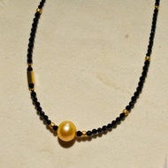 純手工製作黑尖晶南洋金珠珍珠項鍊
