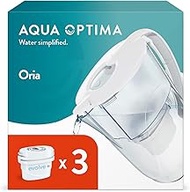 Aqua Optima Oria Water Filter Jug & 3 x 30 Day Evolve+ Filter Cartridge, 2.8 Litre Capacity, for Red