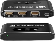 8K@60Hz HDMI Switch 2.1, HDMI Switcher Box 2 in 1 Out, HDMI Selector Switch Support 4K@120Hz 1080P@240Hz, 2 Port 48Gbps HDMI Switch Compatible with Xbox Series X PS4 Pro PS5 Roku TV Monitor Projector…