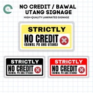 ♞,♘Laminated | No Credit Signage | Bawal Utang Signage