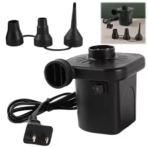Electric Air Pump with 3 Nozzles Portable Air Pump Air Mattress Pump for Inflatable Air Mattress Boa
