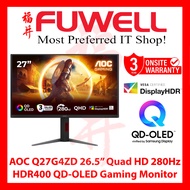 FUWELL - AOC Q27G4ZD 26.5" Quad HD 280Hz HDR400 QD-OLED Gaming Monitor [3 Years Local On-Site Warran