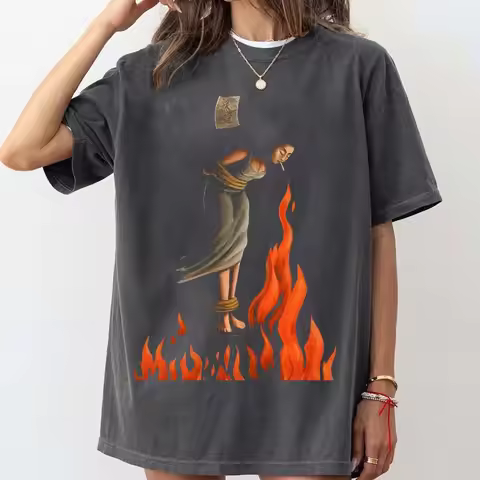 Witches Light Cigarettes on The Stake, Ladies' Summer New Retro Unisex Y2K Casual Cotton T-shirt