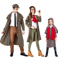 British 19th-Century Parent-Child Costume, Sherlock Holmes Cosplay, Family Outfit for Stage Performa