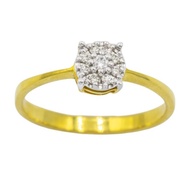 Happy Jewelry แหวนเพชรของแท้ กระจุกสวยงาม พอดีๆ ทองแท้ 9k 37.5% ME555