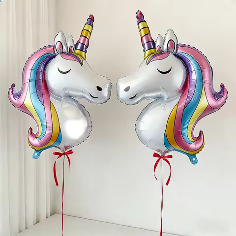 2pcs Rainbow Unicorn Balloon Unicorn Head Balloon Girl Birthday Decoration Unicorn Party Supplies Ba