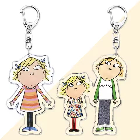 Cute Cartoon TV Series Charlie and Lola Kids Keychain for Women Accessories Lauren Child Pendant Key
